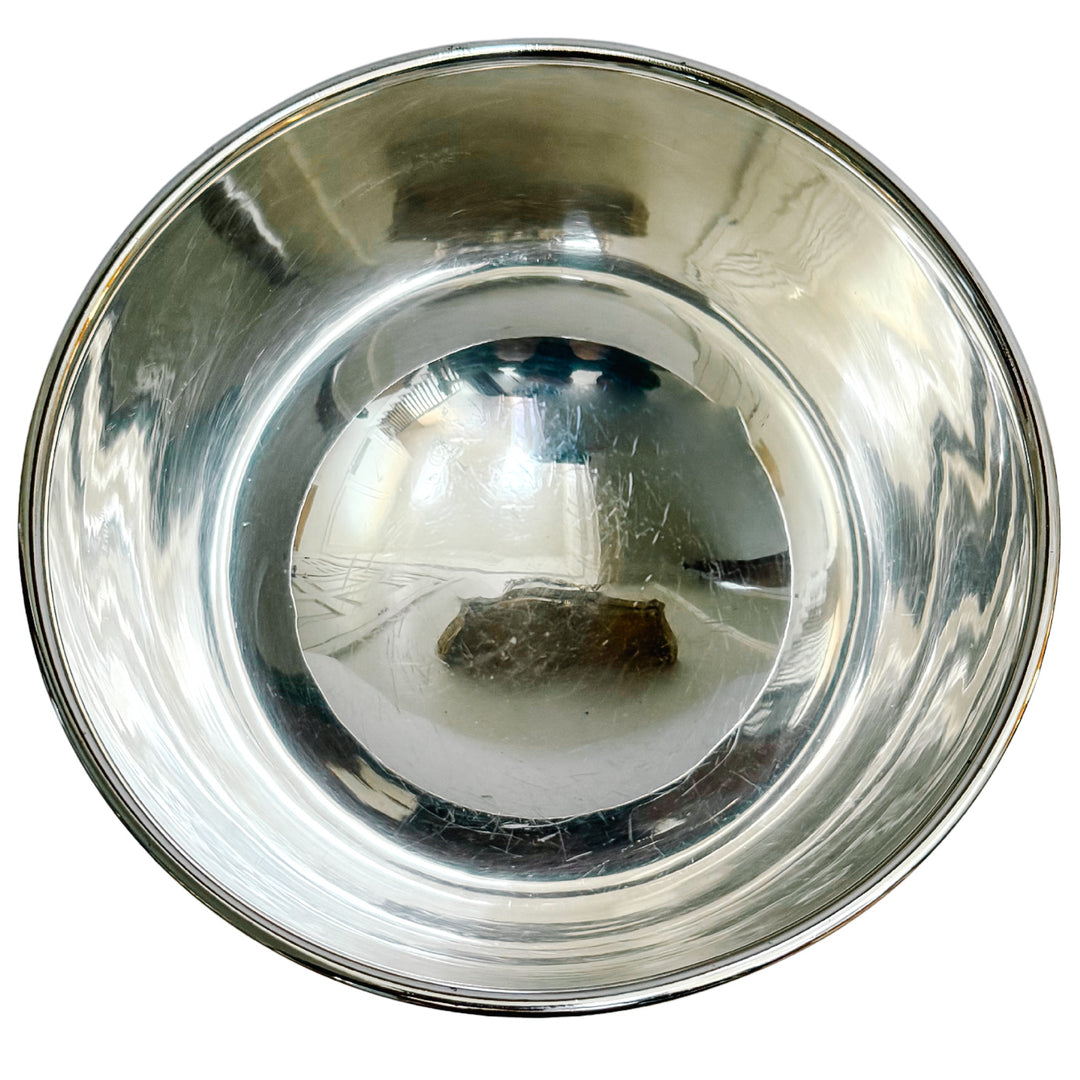 Vintage English Silver-Plated Lion Handles Pedestal Bowl With Engraved Crest