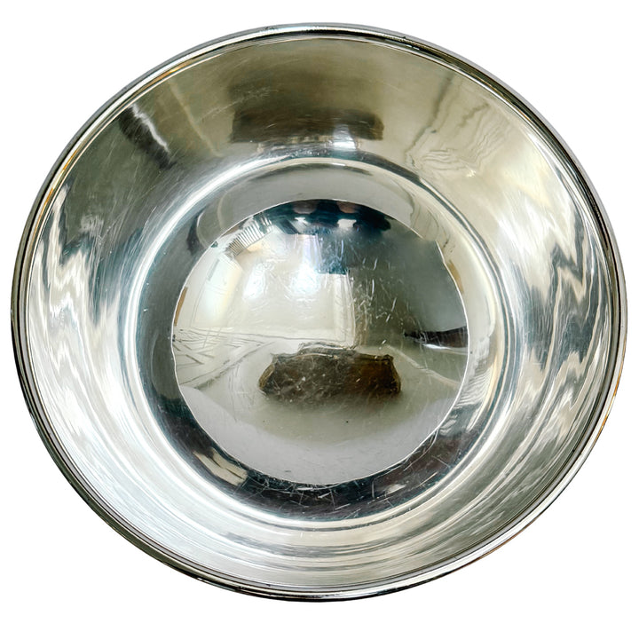 Vintage English Silver-Plated Lion Handles Pedestal Bowl With Engraved Crest