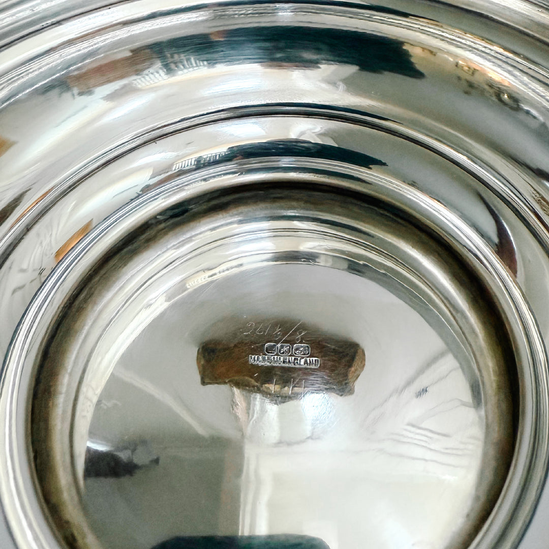 Vintage English Silver-Plated Lion Handles Pedestal Bowl With Engraved Crest