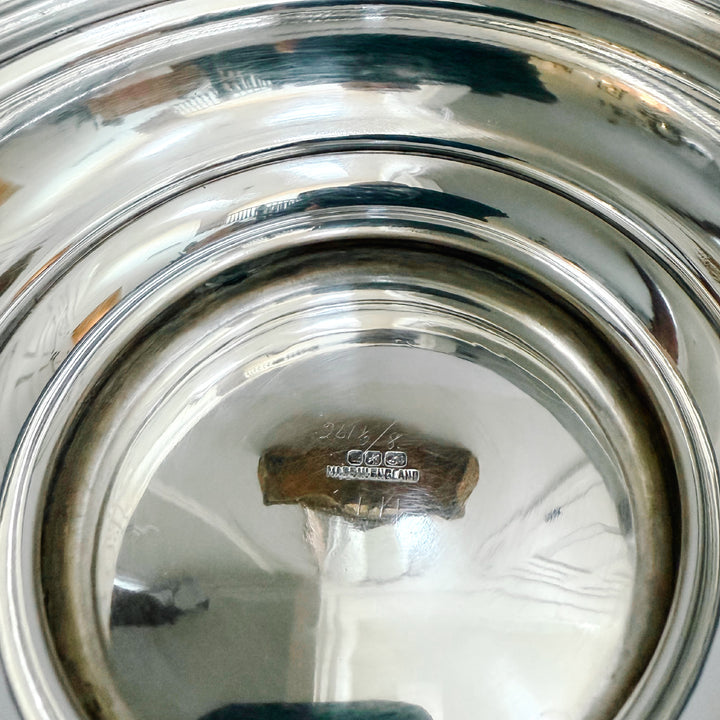 Vintage English Silver-Plated Lion Handles Pedestal Bowl With Engraved Crest