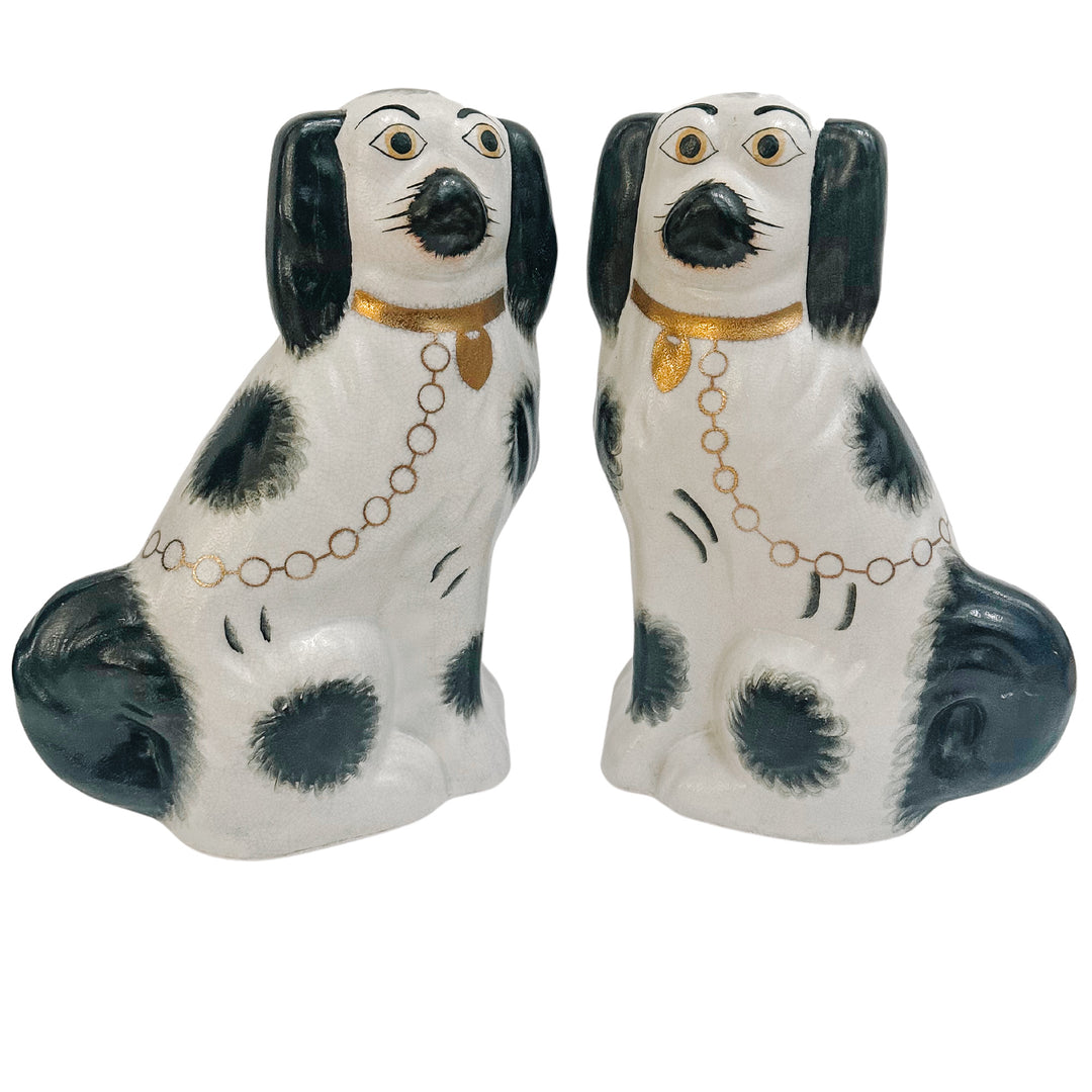 Vintage English Staffordshire King Charles Spaniel Mantle Dogs