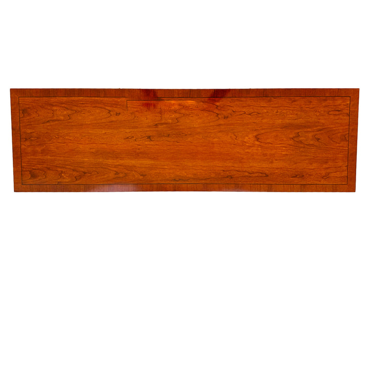 1990 Ethan Allen Medallion Collection Cherry Console Table With Brass X-Stretcher