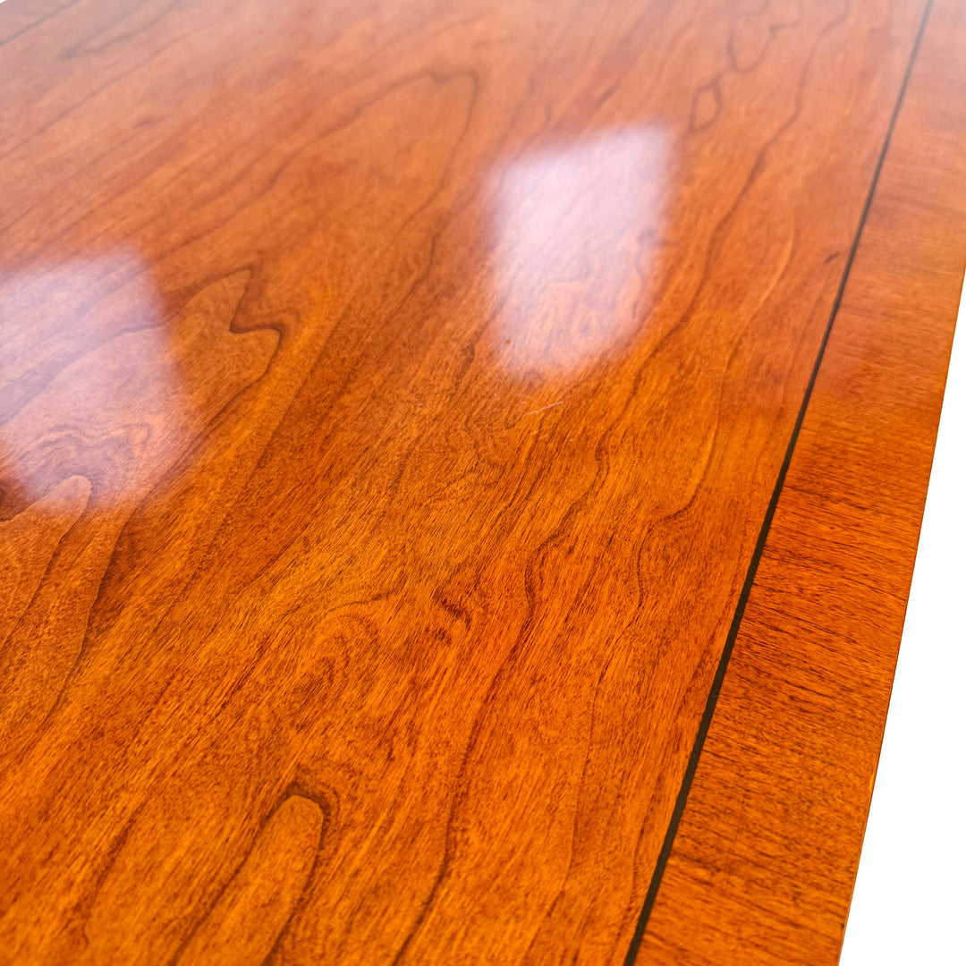 1990 Ethan Allen Medallion Collection Cherry Console Table With Brass X-Stretcher