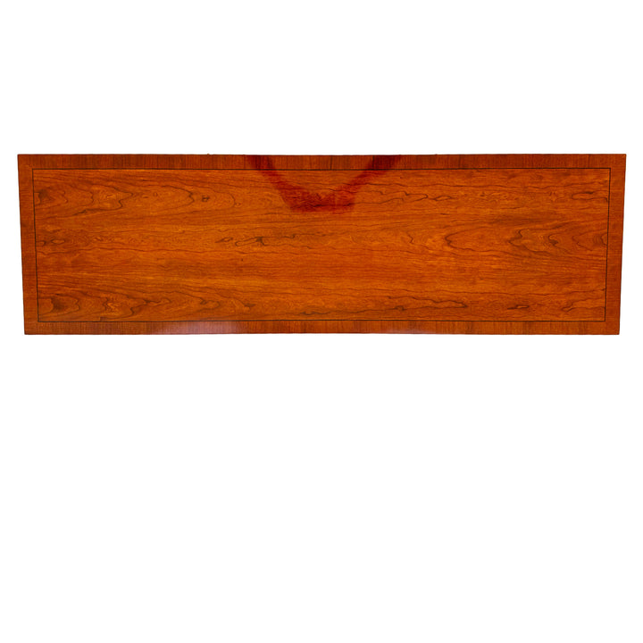 1990 Ethan Allen Medallion Collection Cherry Console Table With Brass X-Stretcher