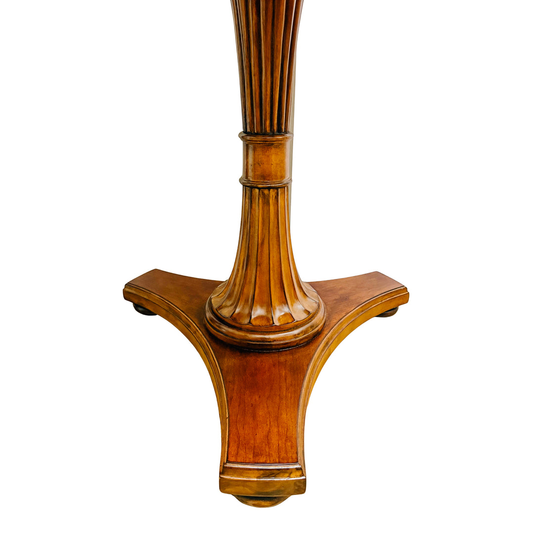 Vintage Ethan Allen Townhouse Upton Neoclassical Round Inlaid Walnut Pedestal Accent Table