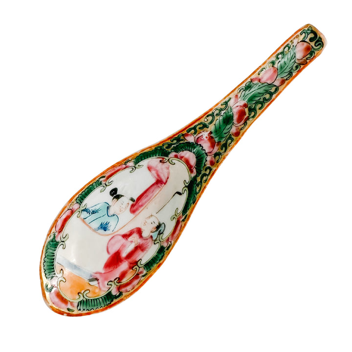Vintage Famille Rose Canton Bowl With Spoon 