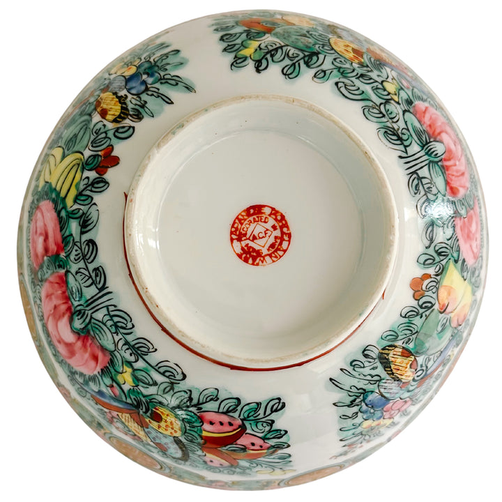 Vintage Famille Rose Canton Bowl With Spoon 