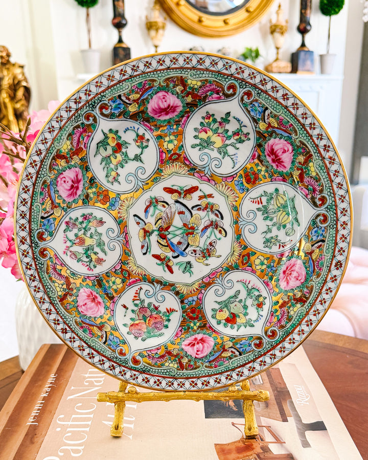 Vintage Famille Rose Canton Porcelain Plate