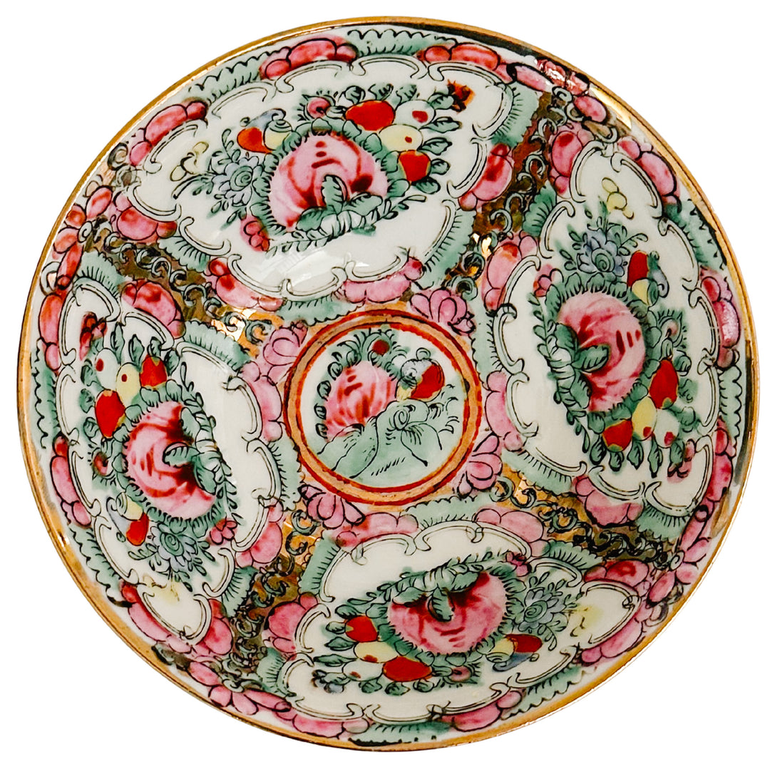Mid-Century Famille Rose Canton Rice Bowls With Spoons