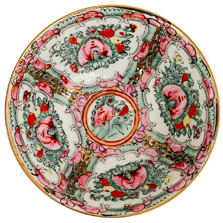Mid-Century Famille Rose Canton Rice Bowls With Spoons