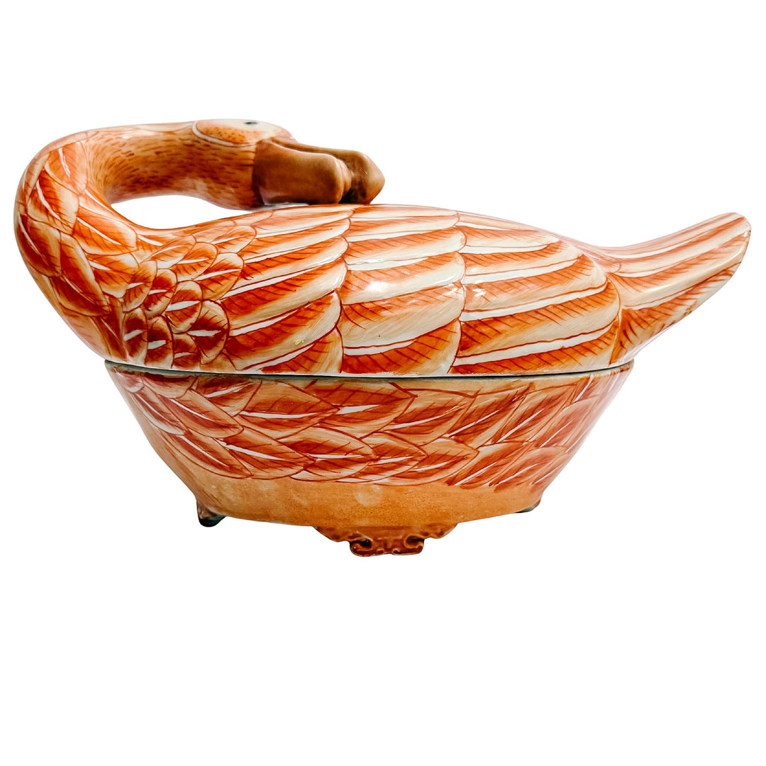 Vintage Famille Rose Goose Form Tureen