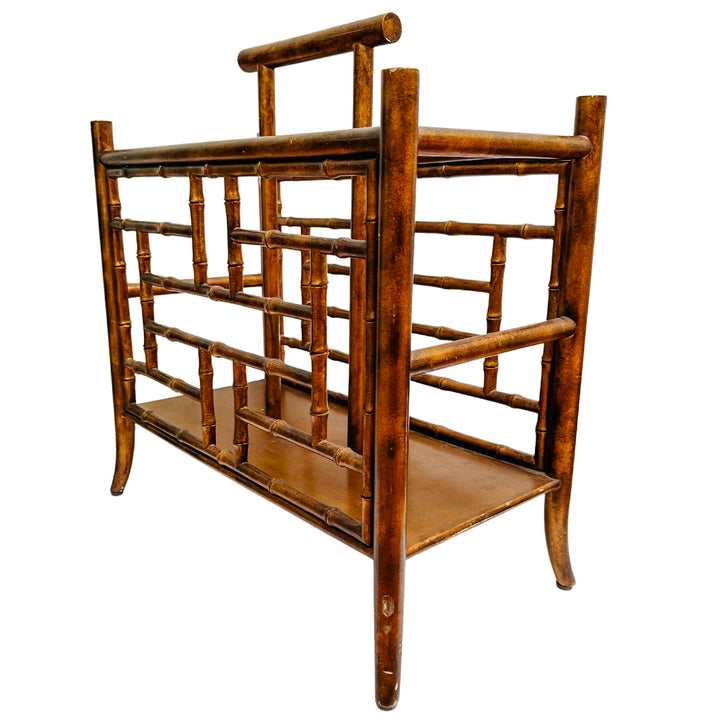 Vintage Faux Bamboo  Chippendale Fretwork Magazine Rack