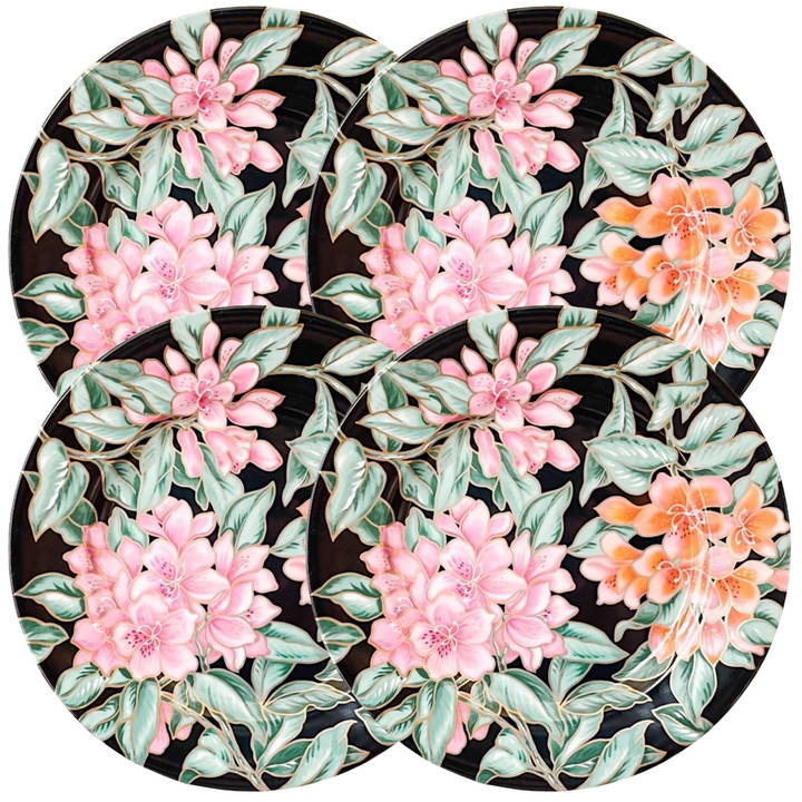 Vintage Fitz & Floyd Black Azalea Plates Set