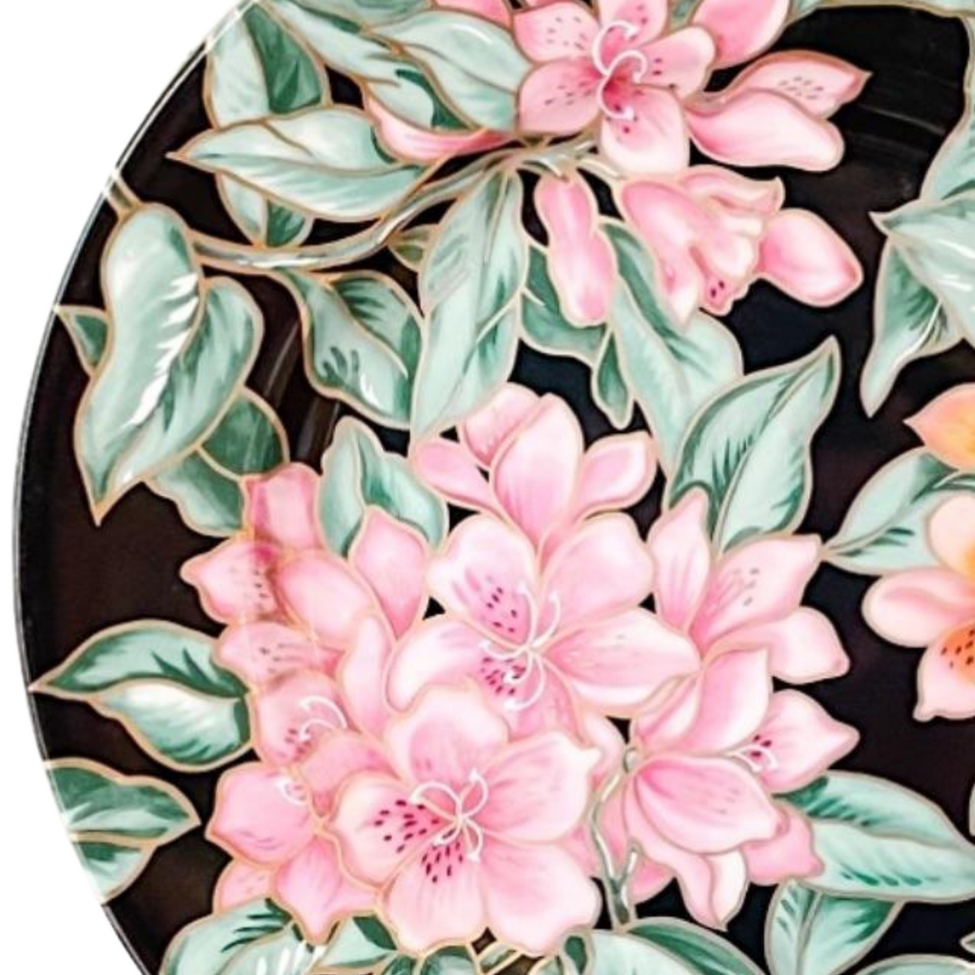 Vintage Fitz & Floyd Black Azalea Plates Set