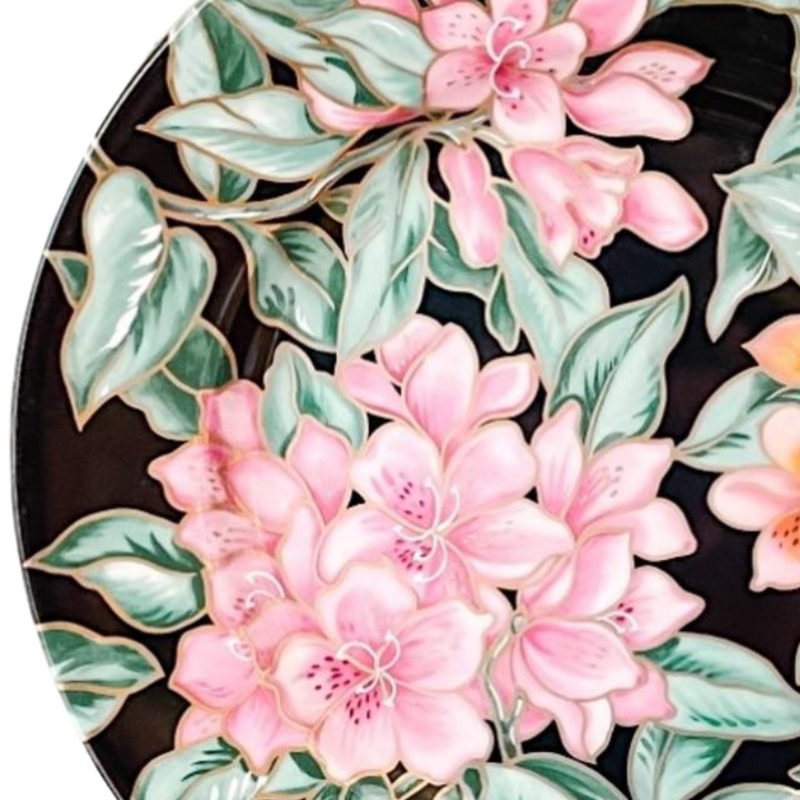 Vintage Fitz & Floyd Black Azalea Plates Set