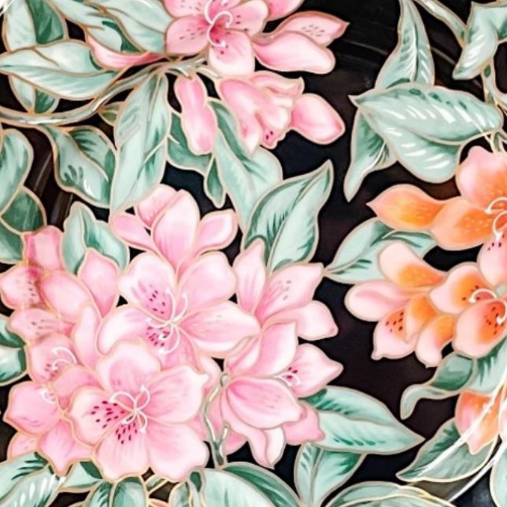 Vintage Fitz & Floyd Black Azalea Plates Set