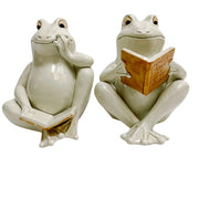 Vintage Fitz and Floyd Cream Glazed Ceramic Frog Bookends