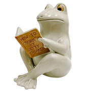 Vintage Fitz and Floyd Cream Glazed Ceramic Frog Bookends