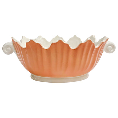 Vintage Fitz and Floyd Coquille Pink Scalloped Cachepot