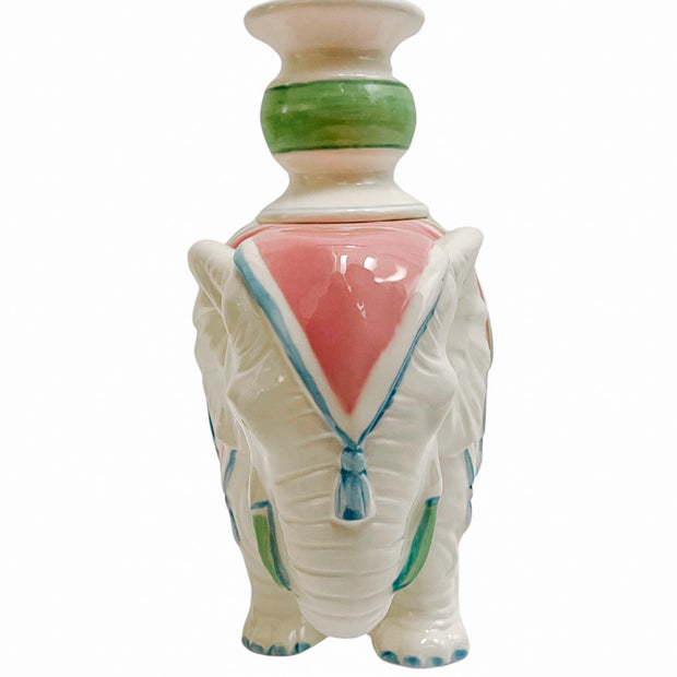 Vintage Fitz and Floyd Pink & Green Elephant Candle Holders