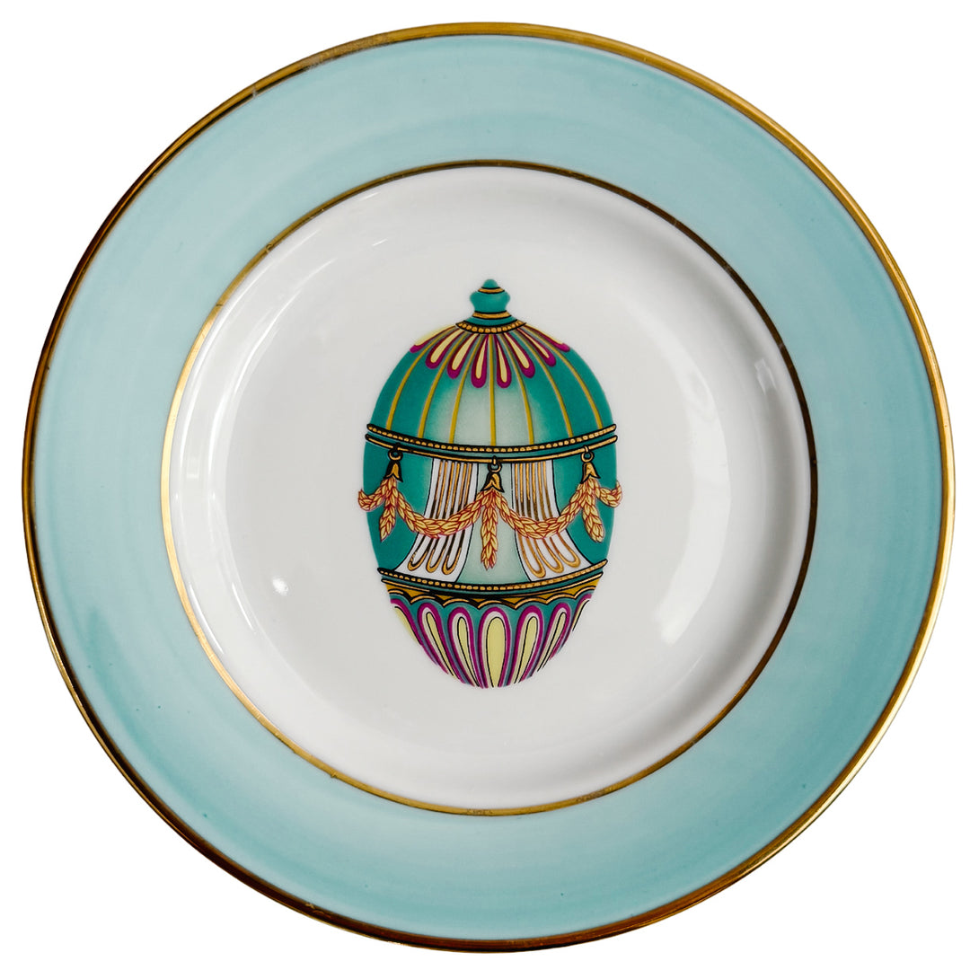 Vintage French Limoges Porcelain Neoclassical Fabergé Egg Plates