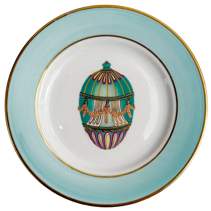 Vintage French Limoges Porcelain Neoclassical Fabergé Egg Plates