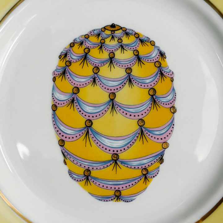 Vintage French Limoges Porcelain Neoclassical Fabergé Egg Plates