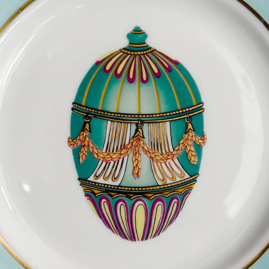 Vintage French Limoges Porcelain Neoclassical Fabergé Egg Plates