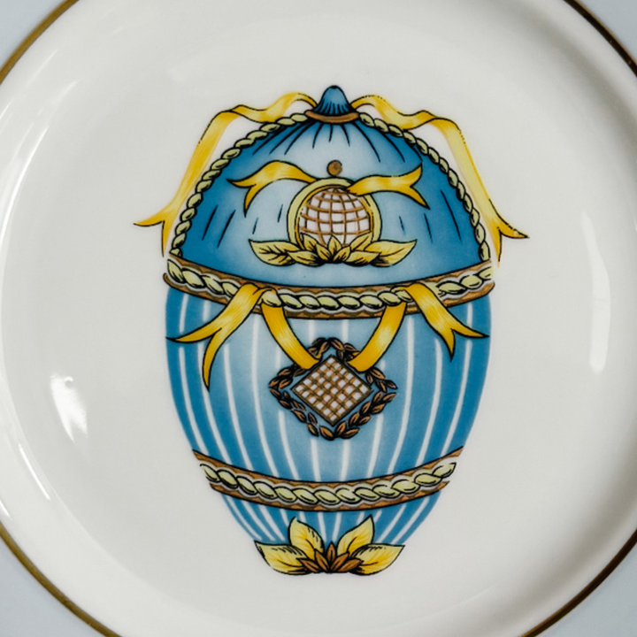 Vintage French Limoges Porcelain Neoclassical Fabergé Egg Plates