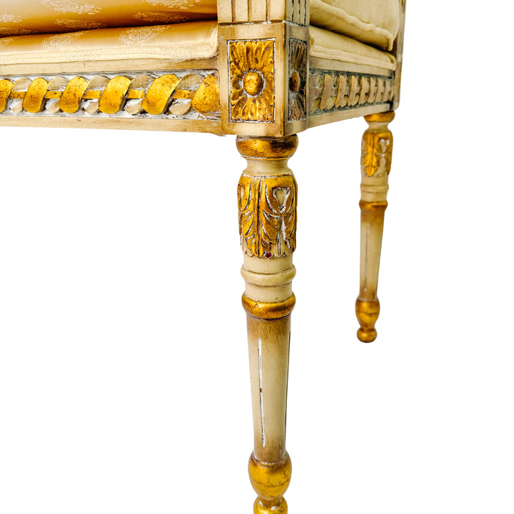 Vintage French Louis XVI Style Gilt and Painted Settee