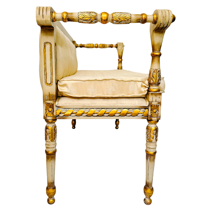 Vintage French Louis XVI Style Gilt and Painted Settee