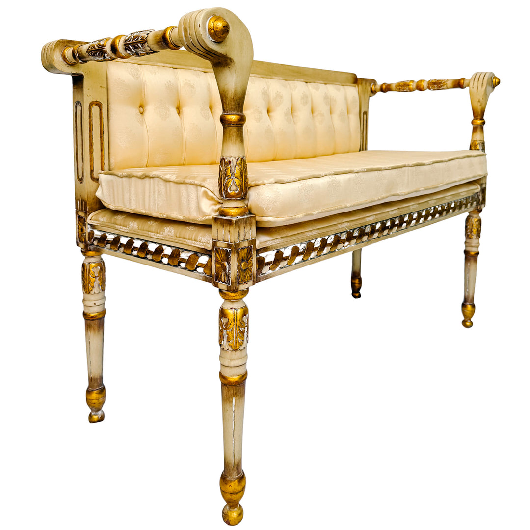 Vintage French Louis XVI Style Gilt and Painted Settee
