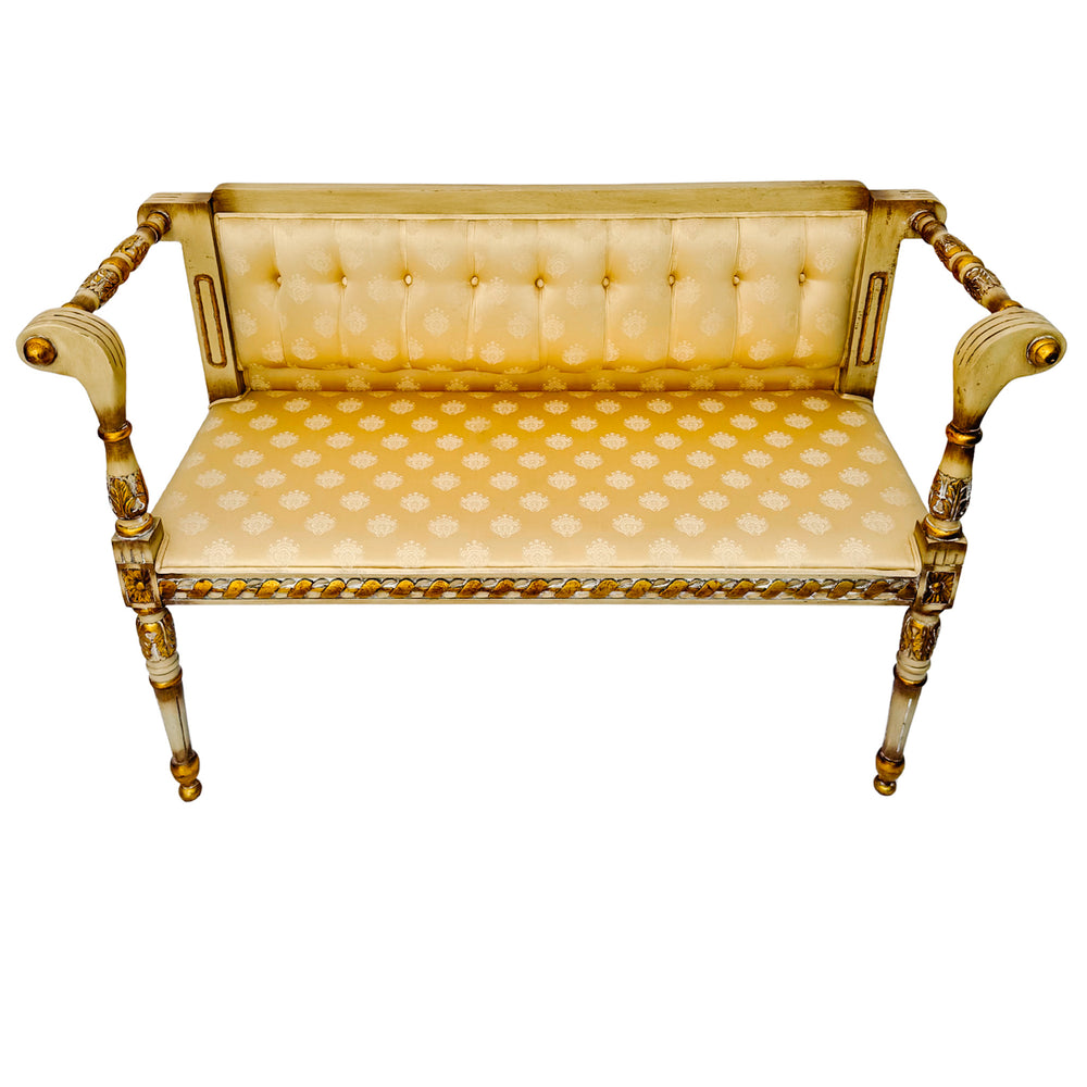Vintage French Louis XVI Style Gilt and Painted Settee