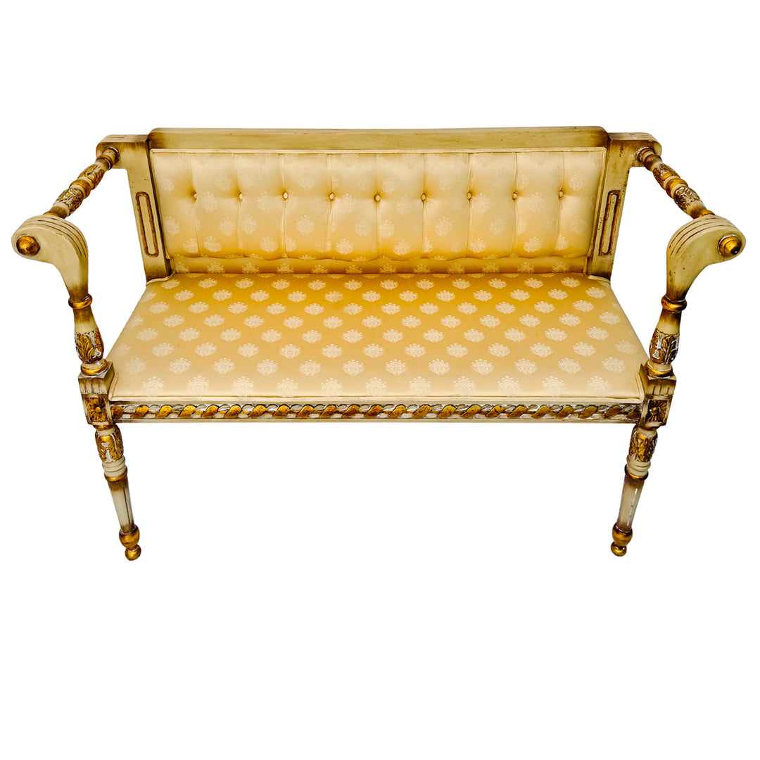 Vintage French Louis XVI Style Gilt and Painted Settee