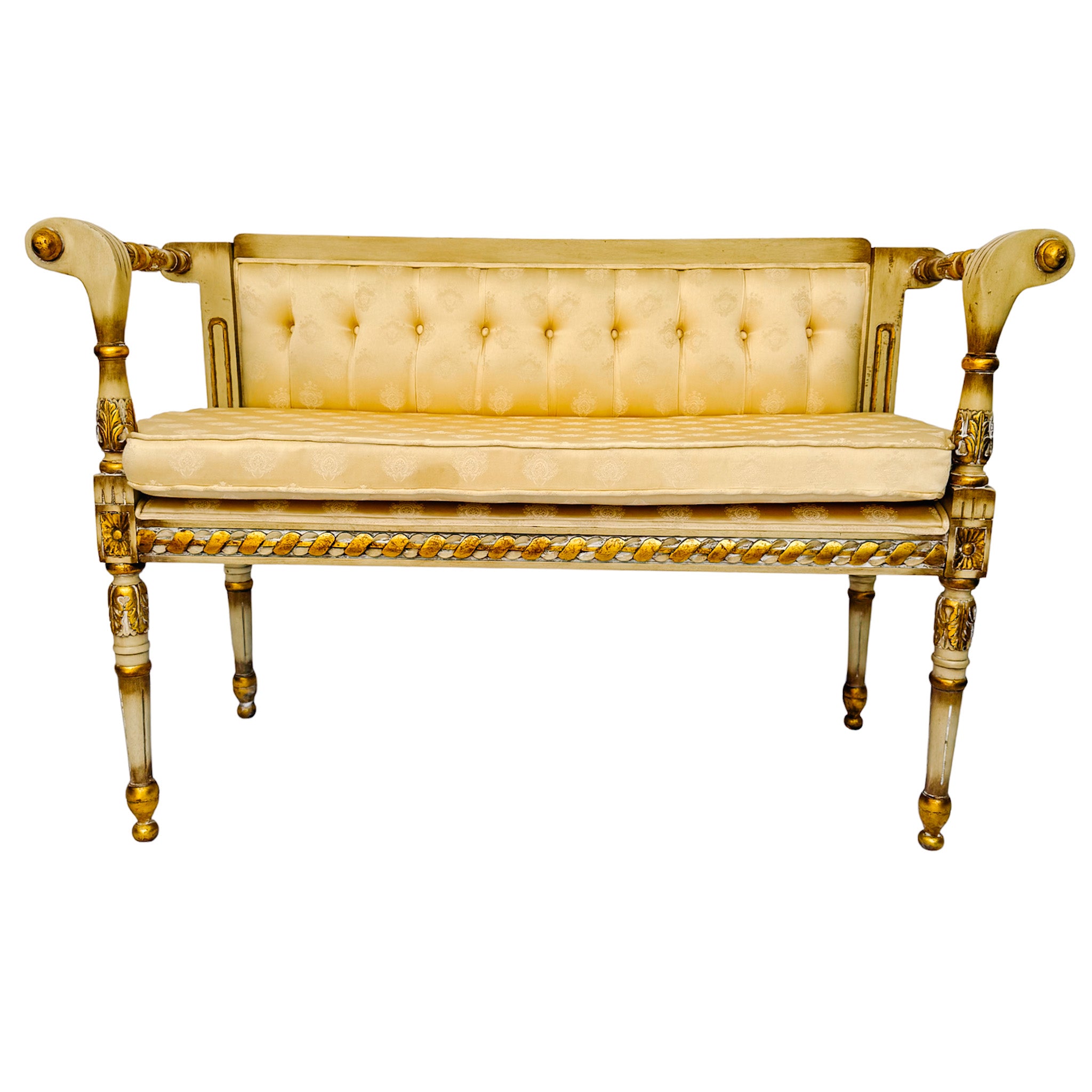 Vintage French Louis XVI Style Gilt and Painted Settee – House of