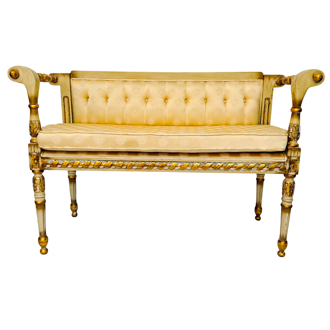 Vintage French Louis XVI Style Gilt and Painted Settee