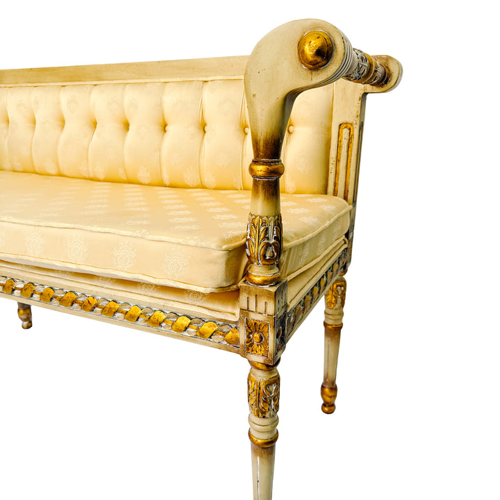 Vintage French Louis XVI Style Gilt and Painted Settee