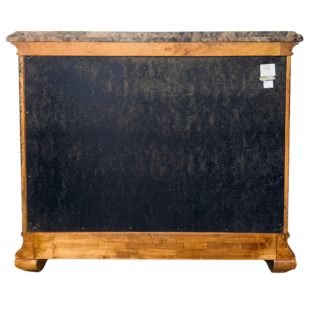 1980 French Louis XV Style Marble Top 3-Drawer Serpentine Nightstands / Commodes by Thomasville