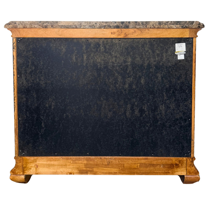 1980 French Louis XV Style Marble Top 3-Drawer Serpentine Nightstands / Commodes by Thomasville