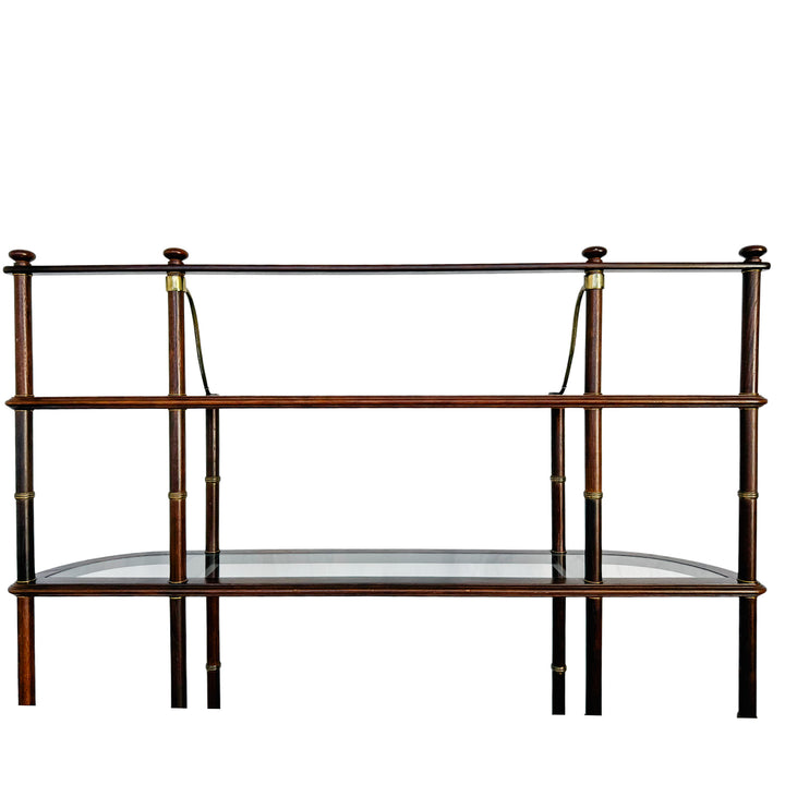 Vintage French Mahogany Faux Bamboo & Cane Etagere / Baker’s Rack
