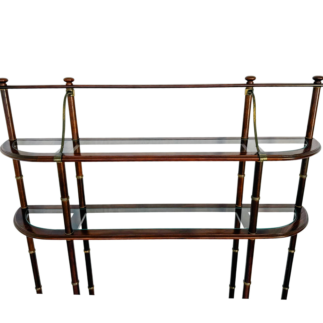 Vintage French Mahogany Faux Bamboo & Cane Etagere / Baker’s Rack