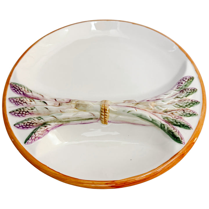 Vintage French Majolica Asparagus Plate