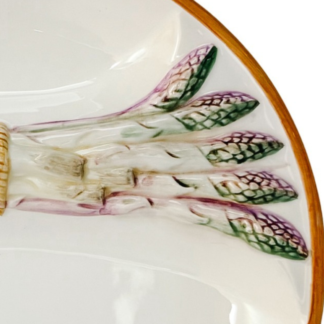 Vintage French Majolica Asparagus Plate