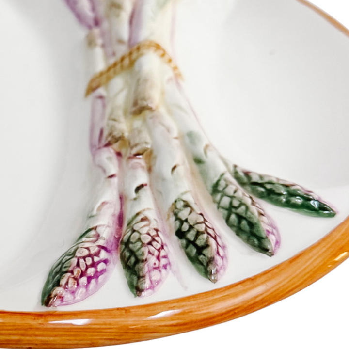 Vintage French Majolica Asparagus Plate