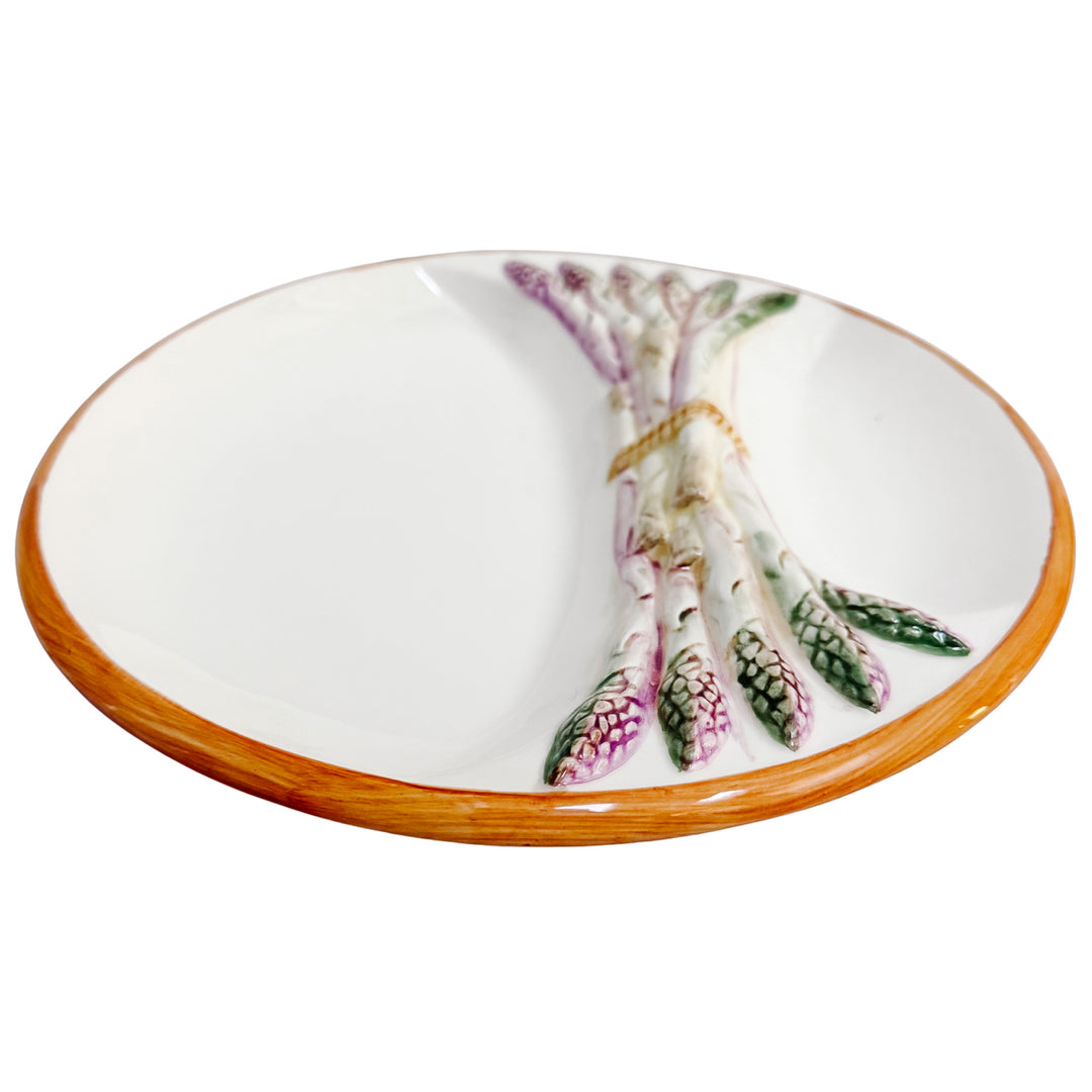Vintage French Majolica Asparagus Plate