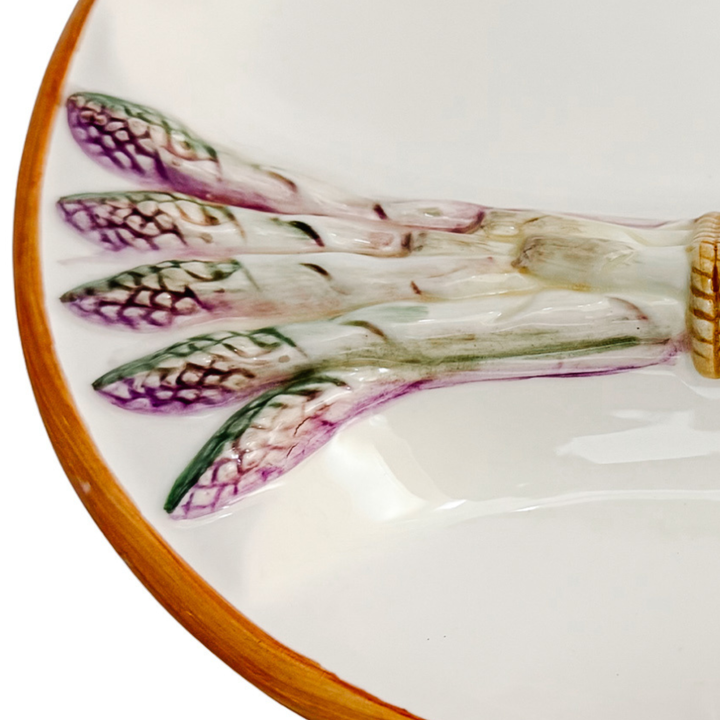 Vintage French Majolica Asparagus Plate