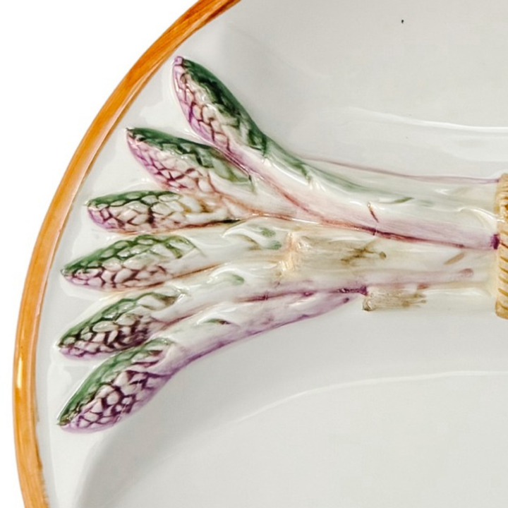 Vintage French Majolica Asparagus Plate