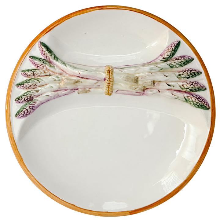 Vintage French Majolica Asparagus Plate