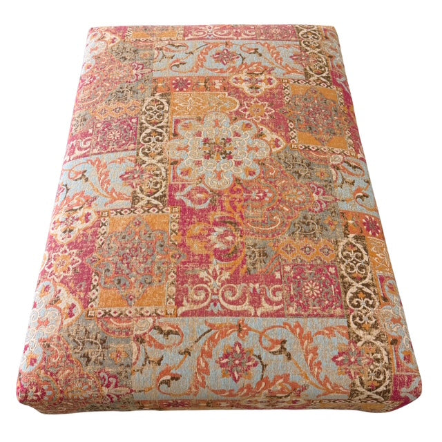 Vintage George Smith Bench Ottoman in Bohemian Mosaic Tapestry