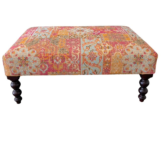 Vintage George Smith Bench Ottoman in Bohemian Mosaic Tapestry